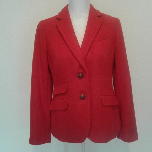 Talbots Red Two-Button Wool-Blend Jacket - Picture 1 of 7